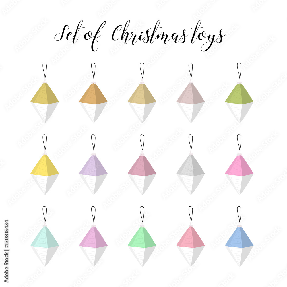 Set of Christmas toys in a Scandinavian style. Different colors. Set of Christmas toys in a Scandinavian style. Different colors.