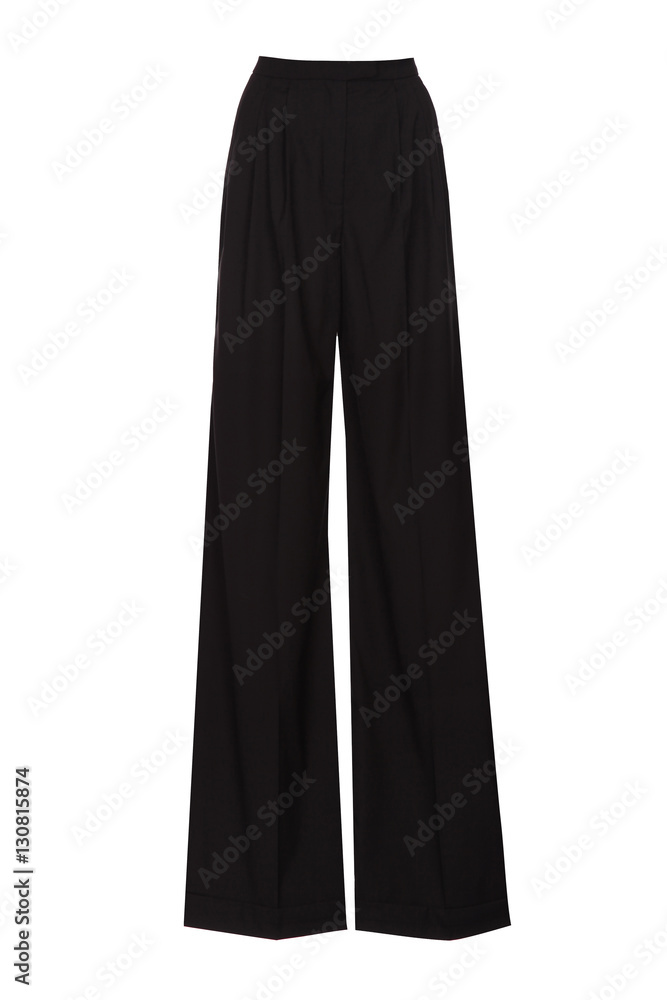 black womens wide leg pants isolated on white background black womens wide leg pants isolated on white background