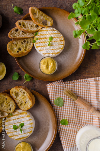 Grilled camembert with dijon mustard