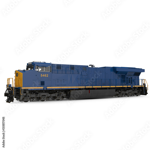 Modern locomotive isolated on white. Side view. 3D illustration