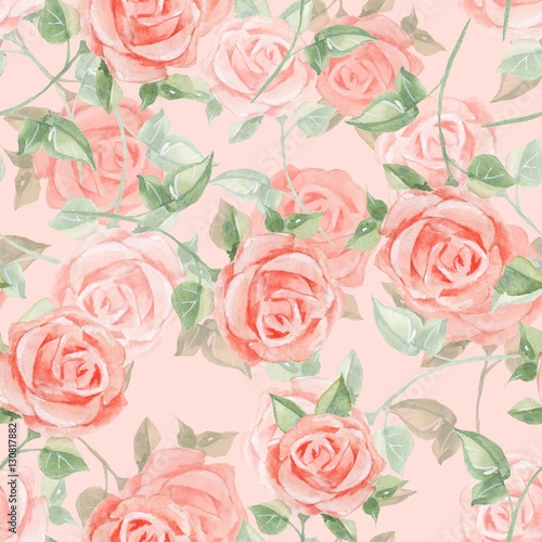 Romantic roses. Seamless floral pattern 15. Watercolor painting