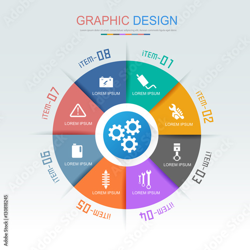 Circle Infographic Elements with car service icon on full color