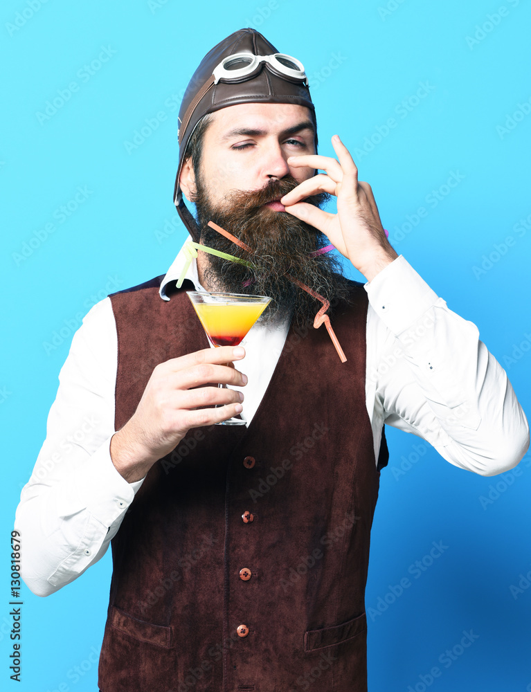 satisfied handsome bearded pilot satisfied handsome bearded pilot