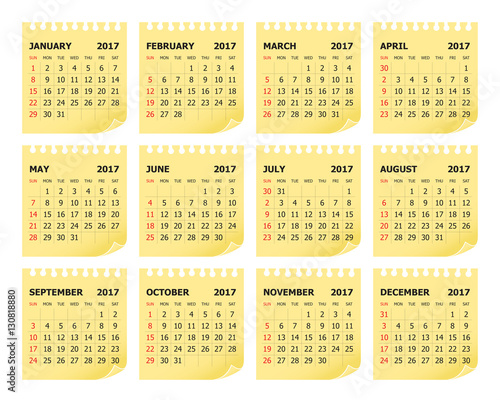 Year 2017 Calendar vector design template