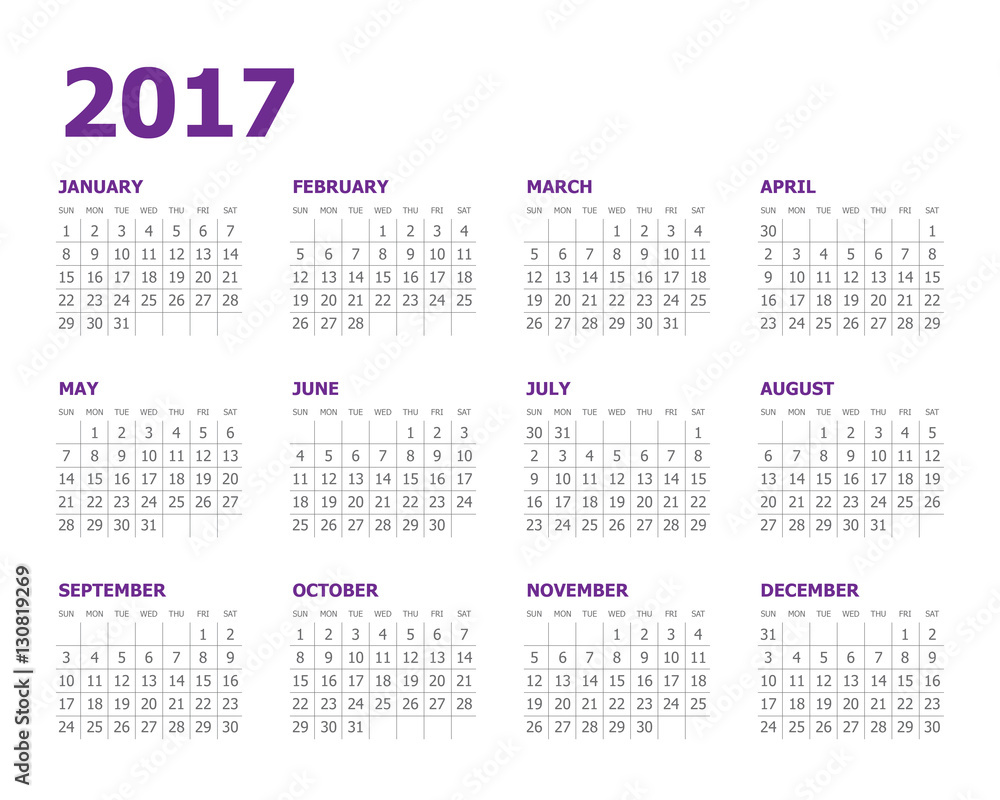 Year 2017 Calendar vector design template Year 2017 Calendar vector design template