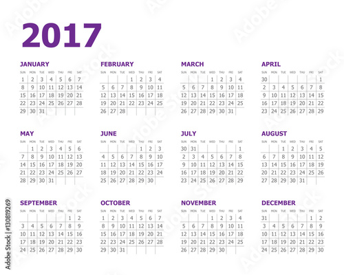 Year 2017 Calendar vector design template