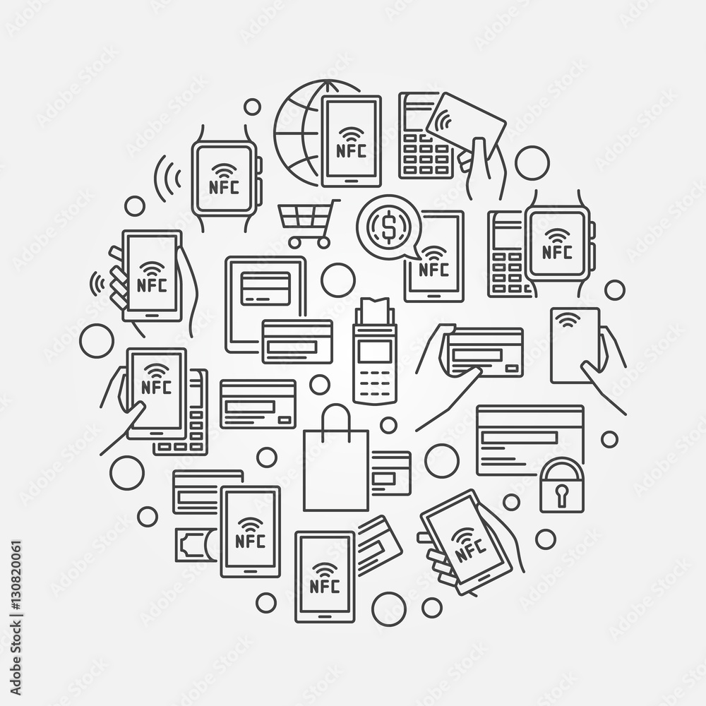 NFC payment round illustration NFC payment round illustration