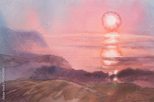 Foto dreamu sunrise on dene watercolor
