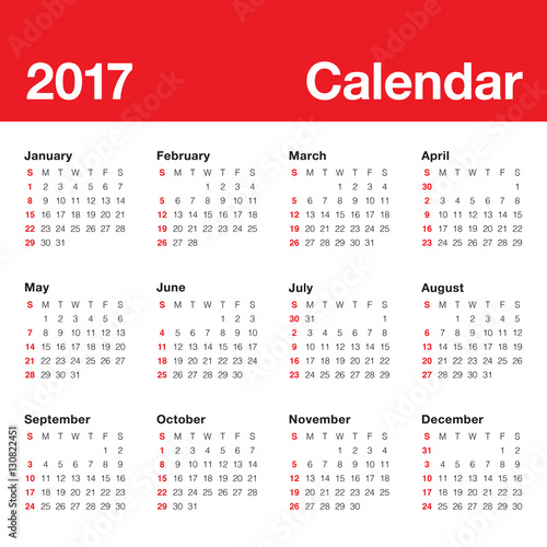 Year 2017 Calendar vector design template