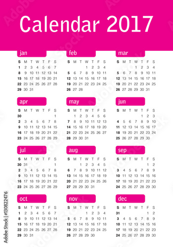 Year 2017 Calendar vector design template