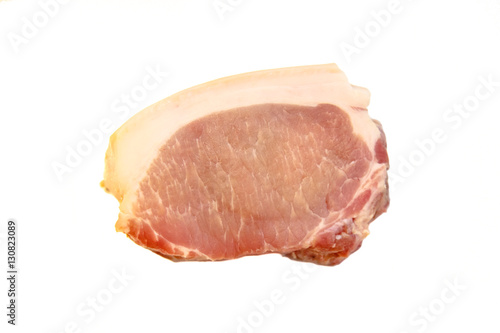 Raw pork loin boneless, isolated object.