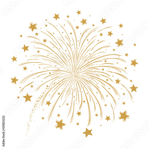 Vector gold firework on white background