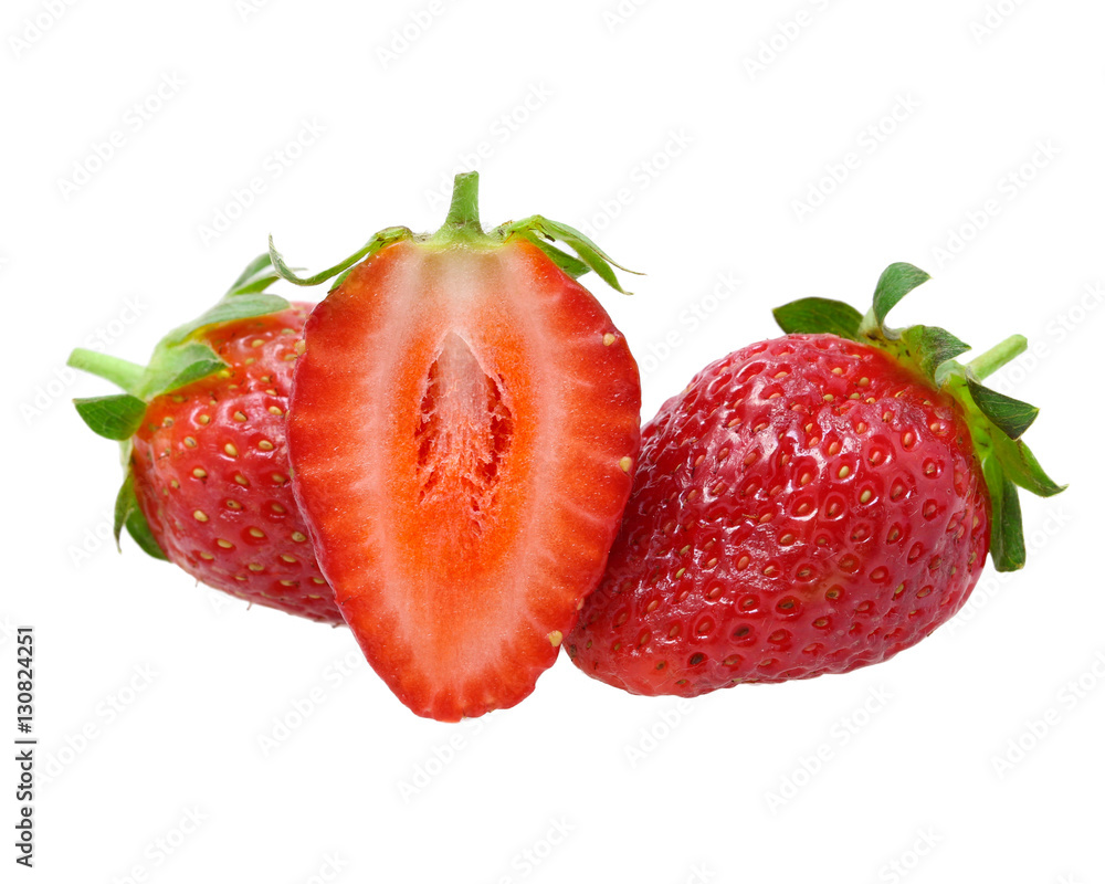 Half of strawberry isolated on white background Half of strawberry isolated on white background