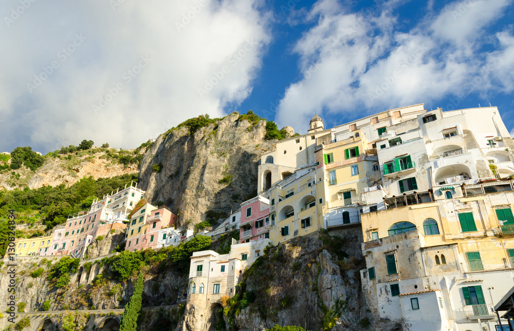 colorful houses in Amalfi town on Amalfi coast in Italy