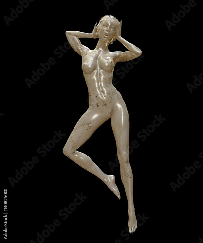 tall healthy fit sports girl on white background. 3d rendered medical concept illustration. Obesity problems © skrotov