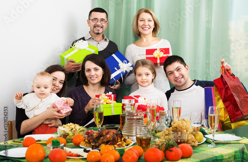 Big family at festive table