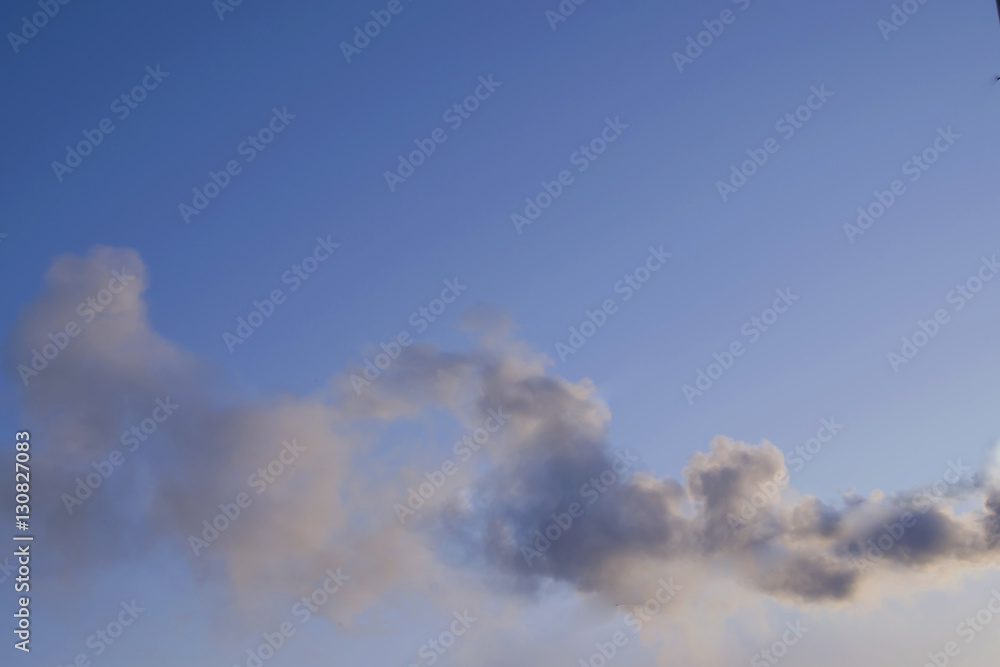 The texture of the smoke on blue sky background