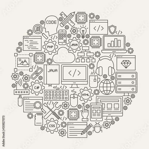 Programming Line Icons Circle