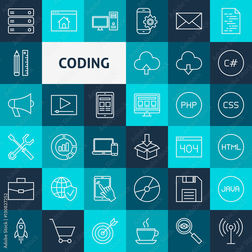 Vector Line Coding Icons