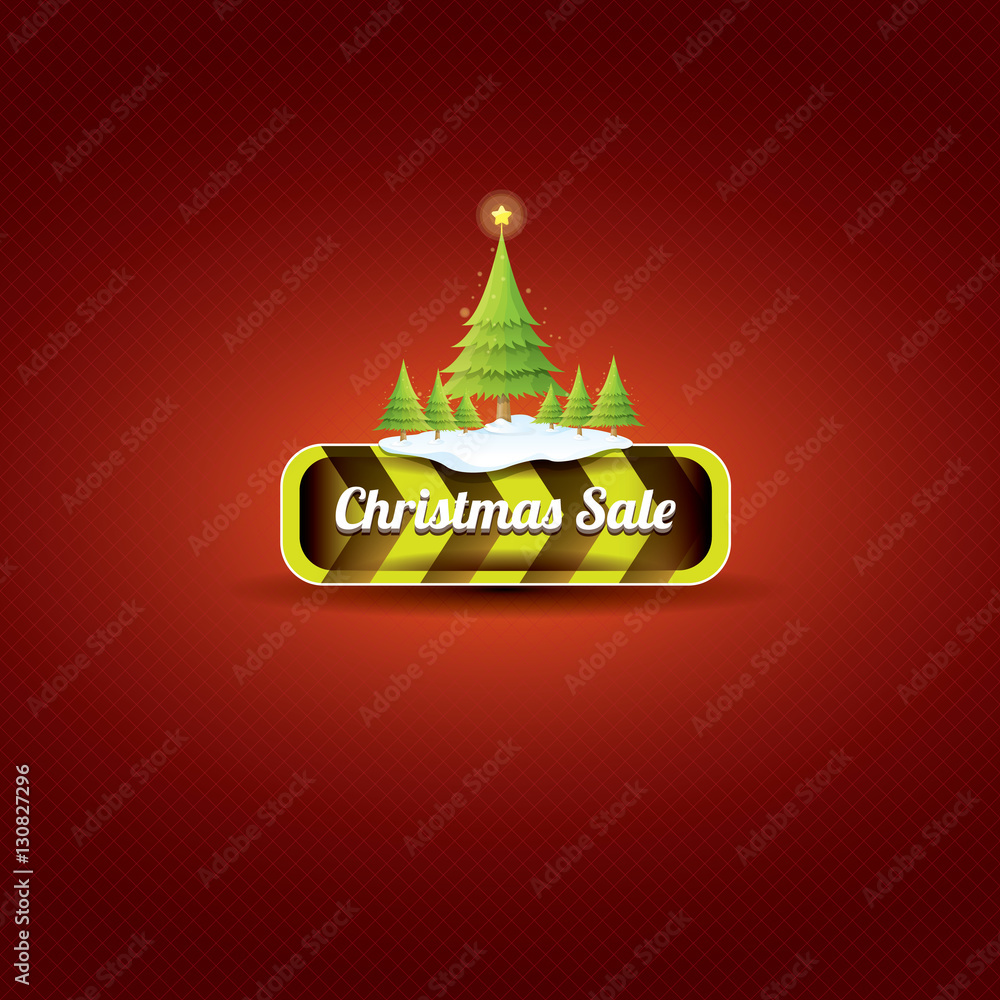 Christmas vector green button with christmas tree Christmas vector green button with christmas tree