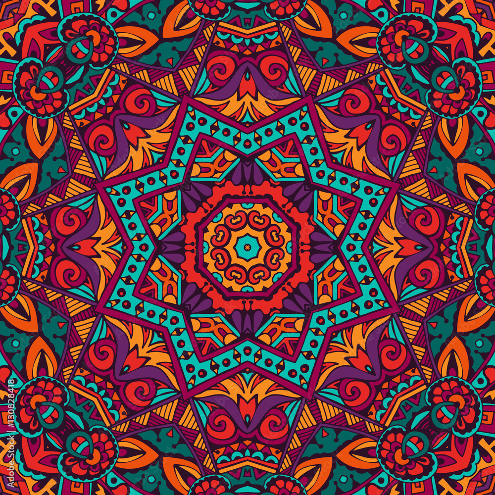 Festive Colorful seamless mandala vector pattern 