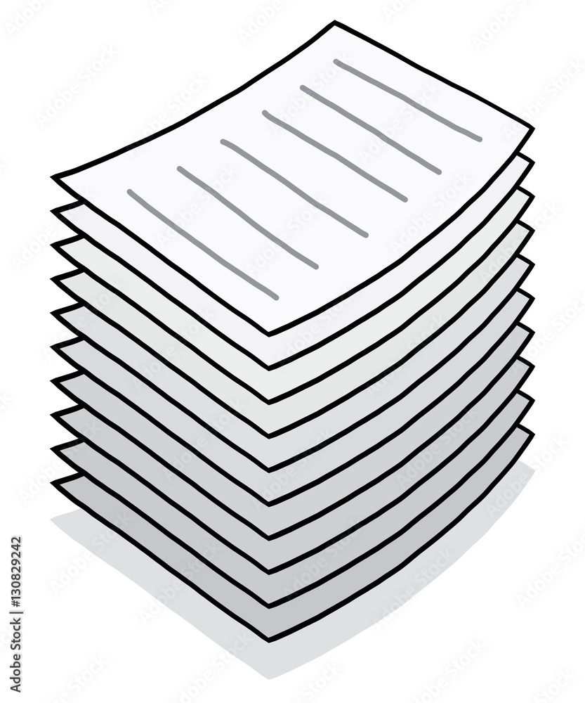 stack of paper / cartoon vector and illustration, hand drawn style,  grayscale, isolated on white background. Stock Vector | Adobe Stock