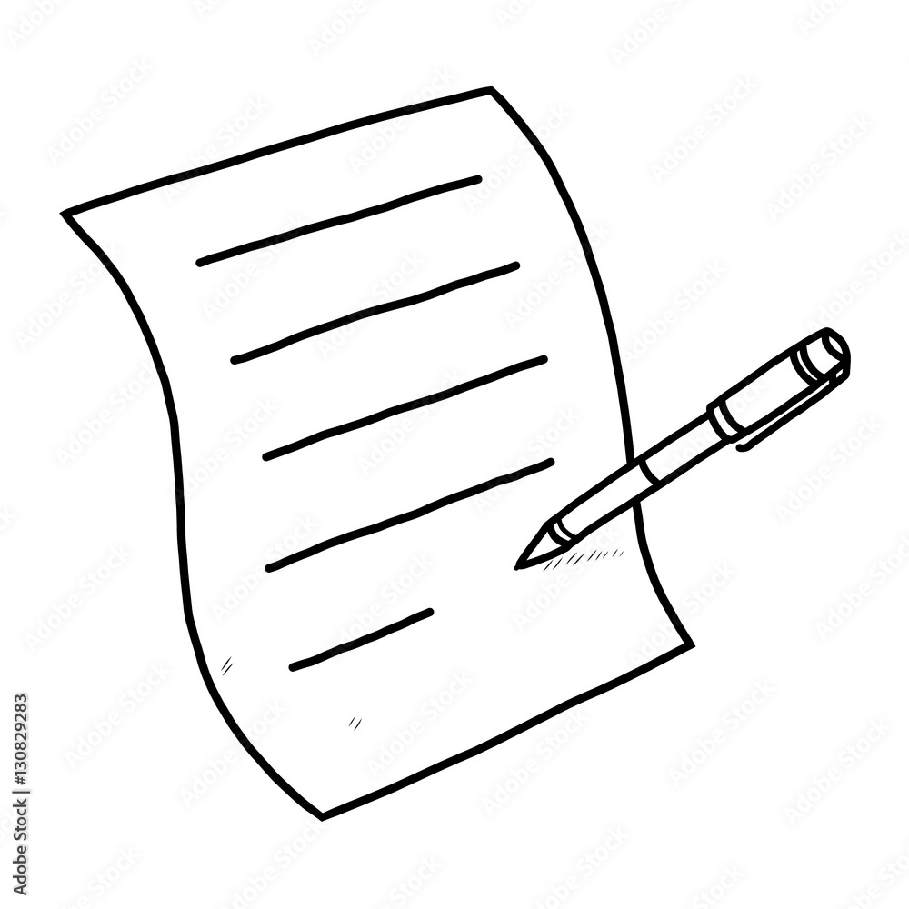 pen and paper / cartoon vector and illustration, black and white, hand  drawn, sketch style, isolated on white background. Stock Vector | Adobe  Stock