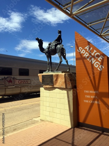 The Ghan arrives at the station in Alice Springs photo