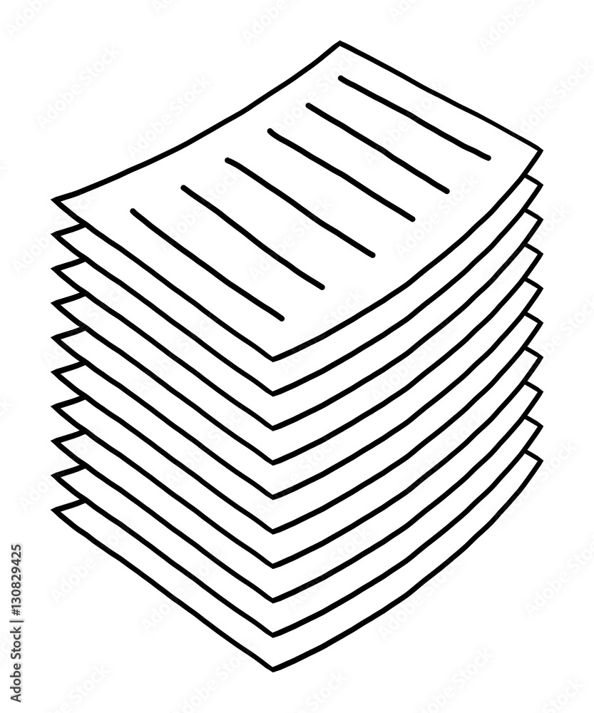 stack of paper / cartoon vector and illustration, black and white, hand  drawn, sketch style, isolated on white background. Stock Vector | Adobe  Stock