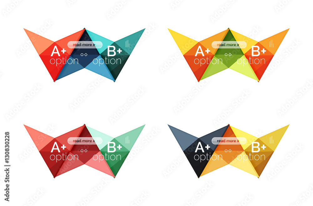 Colorful arrow option infographics banners, business geometric templates Colorful arrow option infographics banners, business geometric templates