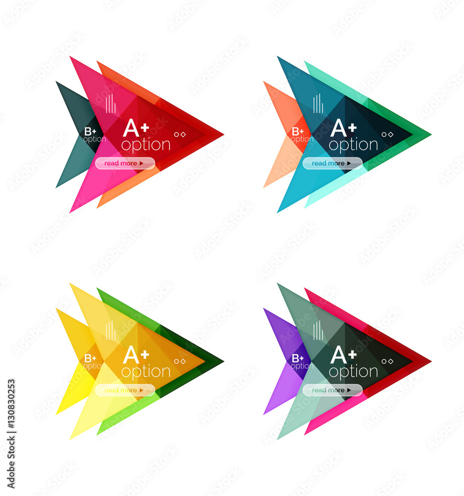 Colorful arrow option infographics banners, business geometric templates Colorful arrow option infographics banners, business geometric templates