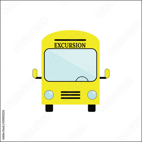 Front view of a big tour bus vector illustration.