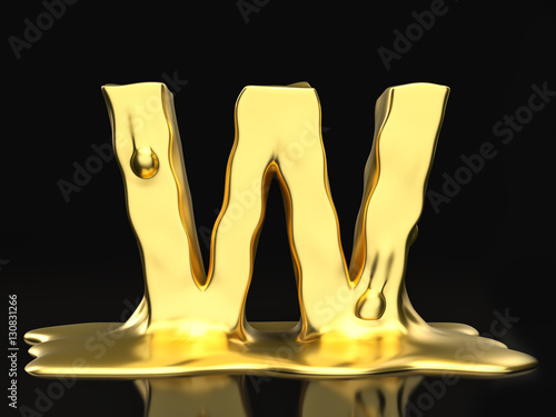 Obraz na płótnie Liquid gold letter W