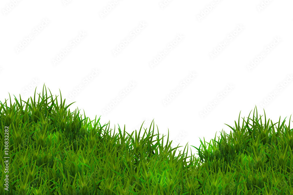 Obraz premium Green grass isolated on blue sky background.