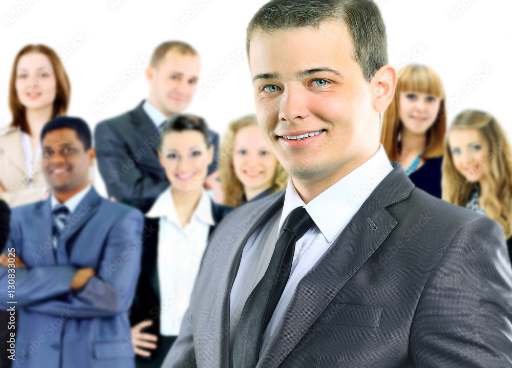 business men and business team on white background. business men and business team on white background.