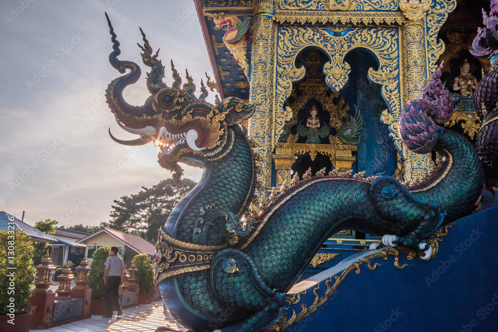 Obraz premium Wat Rong Sua Tan. Buddhist blue Temple in Chiang Rai Thailand 