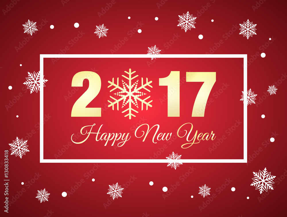 vector illustration with golden 2017 Happy New Year background