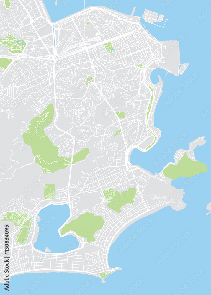 Vector detailed map Rio de Janeiro