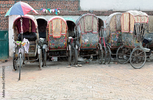 Parking for rickshaws - Kathmandu, Nepal photo