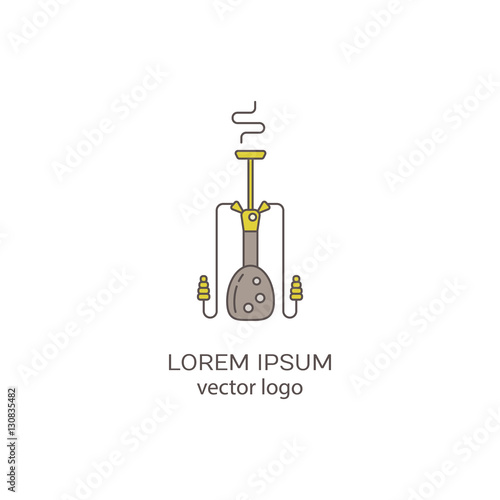 Hookah vector logo template trendy linear style, isolated on white background.