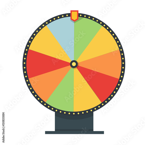 Fortune wheel in flat style. Blank template. Game money, winner play luck. Vector illustration