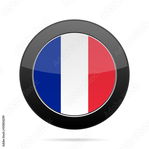 Flag of France. Shiny black round button. Free Download Flag of France. Shiny black round button. - GFXLoad