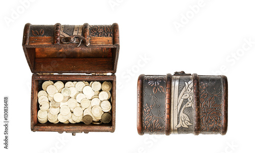 Treasure chest set on isolated background