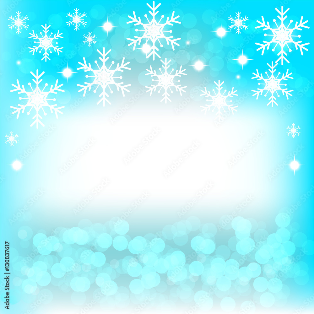 Christmas bokeh blue background. snowflake Vector illustration
