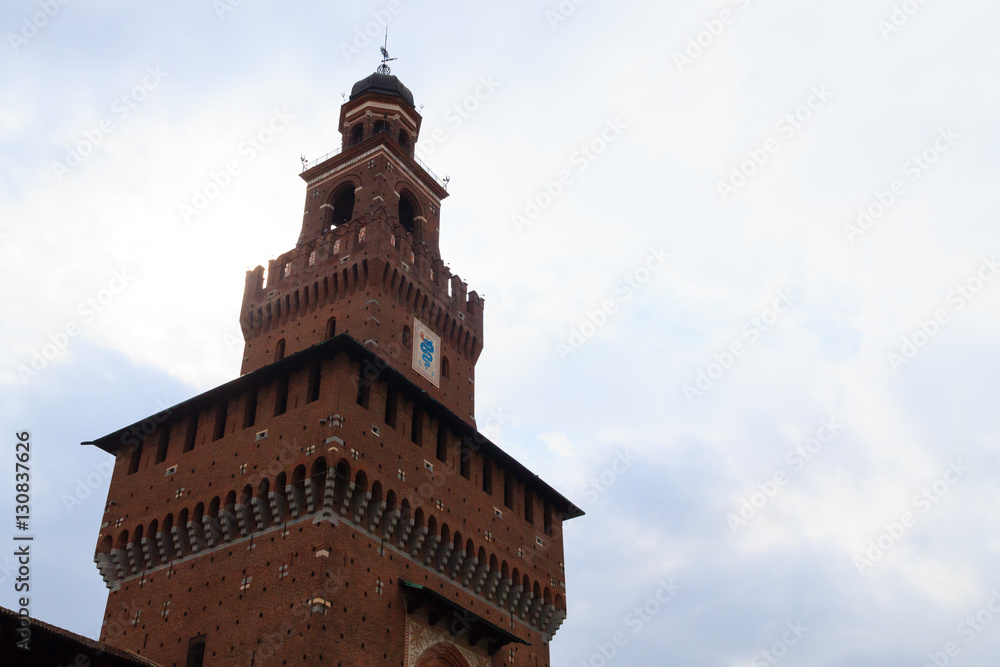 Sforza Castle view in Milan, Italy