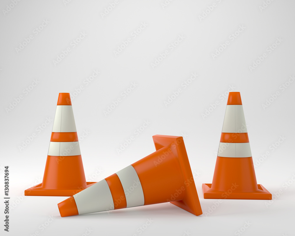 under construction orange traffic cones 3D illustration