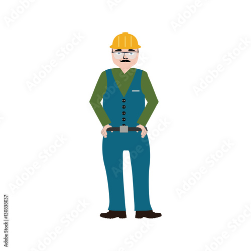 Handyman wearing work clothes and a belt with tools.