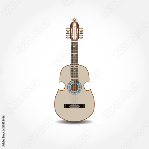 Vector illustration of cuatro, Latin American guitar isolated on white background.