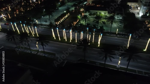 Aerial video of Collins Avenue lit up for the holidays photo