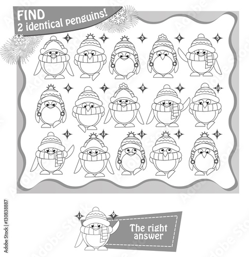 Find 2 identical penguins black and white